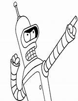 Futurama Bender Websincloud Activiteiten Eskiz Kleurplaat Voorbeeldsjabloon sketch template