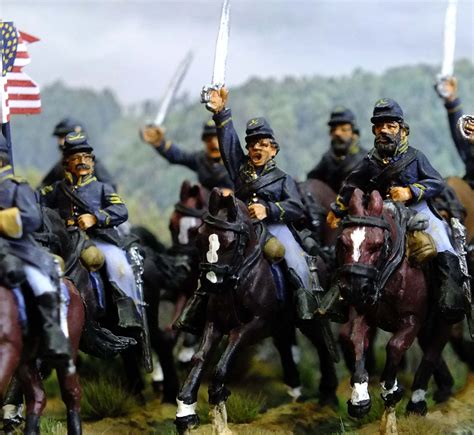mm acw union cavalry unit  painted  finished   metal mounted wargaming