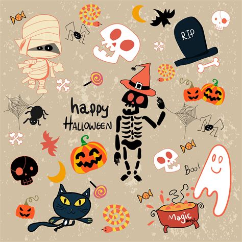 happy halloween clip art cartoon set  vector art  vecteezy