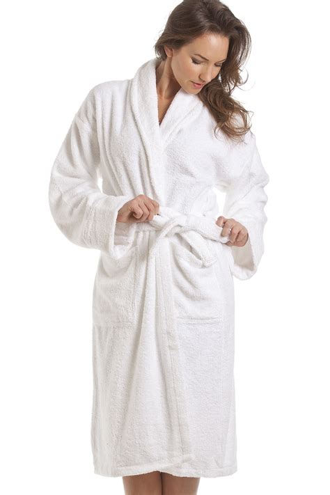womens white towelling bath robe