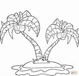 Coloring Island Palm Pages Trees Coconut Printable Drawing sketch template