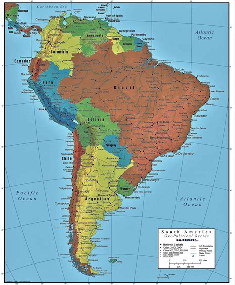 mapa de america del sur paises  capitales de sudamerica descargar