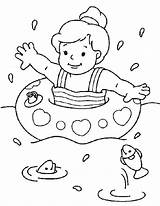 Coloring Pages Swimming Kids sketch template