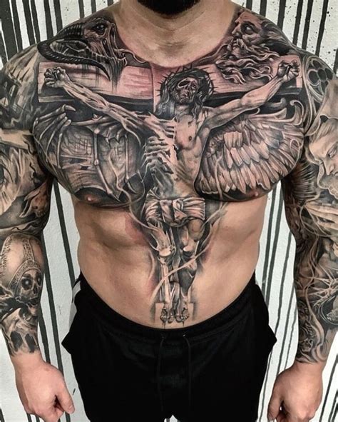 47 Cool Religious Chest Tattoo Pictures