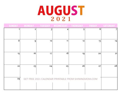 printable calendar august   calendar sep