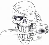 Pirate Draw Skull Step Skulls Ink sketch template