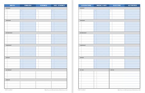 printable weekly student planner  subject   vertex