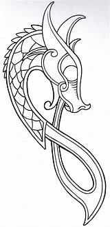 Dragon Viking Outline Vikingtattoo Tattoo Deviantart Drawing Head Line Nordic Designs Norse Celtic Symbols Serpent Midgard sketch template