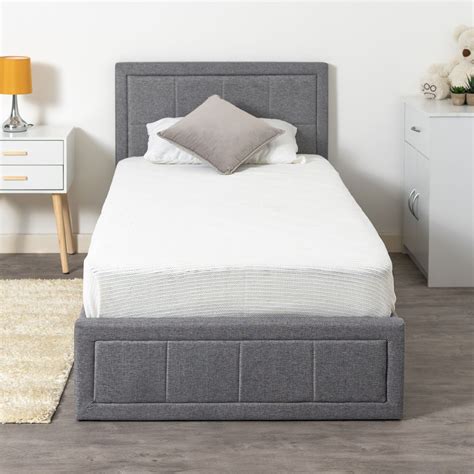 single grey ottoman bed  lift  storage sprung mattress home