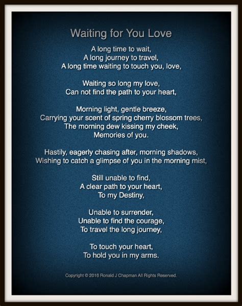 waiting for you love poem by ronald chapman poem hunter