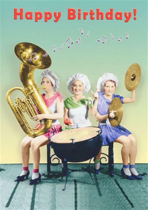 Women Playing Instruments Funny Birthday Card Greeting