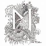 Illuminated Letter Letters Alphabet Coloring Pages Colouring Zentangle Printable Doodle Patterns Decorative Drawings Printablee Books Via Etsy Choose Board Monogram sketch template