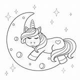 Unicorno Dorme Illustrazione Sveglio Fumetto sketch template