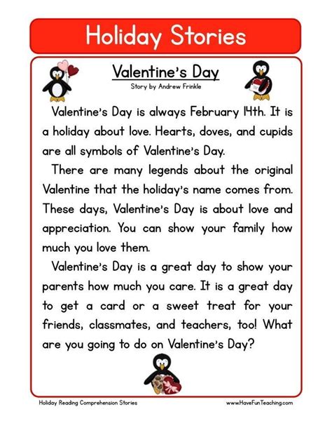 holiday stories valentines day reading skills reading writing