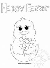 Easter Chick Happy Shell Coloring sketch template