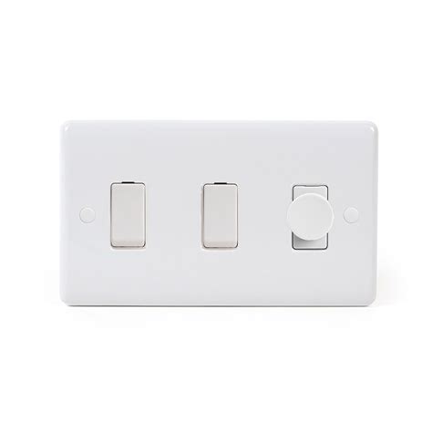 lieber white plastic  gang light switch   dimmer    switch  trailing dimmer