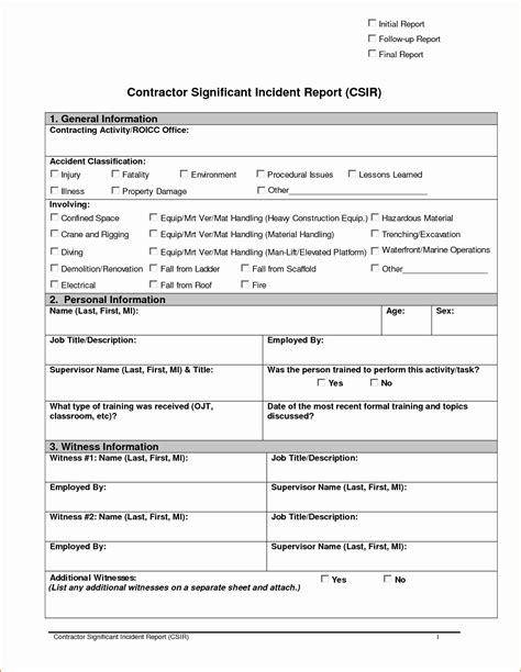 incident report template word inspirational  incident report form