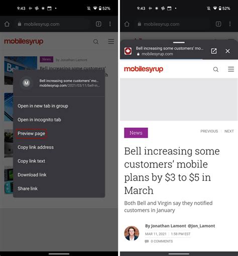 chrome  android  lets users preview  link  opening