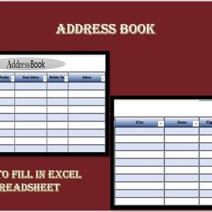 address contact book spreadsheet excel address tracker etsy