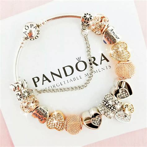 authentic pandora charm bracelet silver bangle  love heart etsy