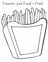Food Coloring Junk Fries Favorite Pages Color sketch template