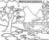 Landscape Coloringway Colorings Landscap sketch template