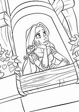 Coloring Princess Tangled Rapunzel Pages Tower Printcolorcraft Waiting sketch template