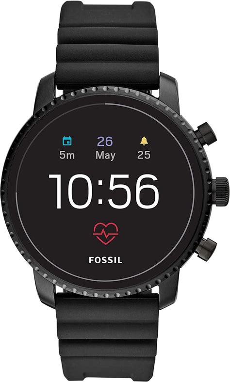 fossil ftw mens gen  explorist hr silicone touchscreen smartwatch black amazoncouk