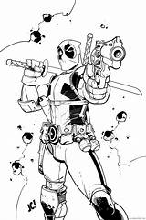 Coloring Pages Deadpool Coloring4free Cool Selfie Katana sketch template