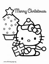 Kitty Hello Coloring Christmas Pages Tree Colouring Print Color Printable Online Colour Santa Sheets Kids Disney Kat Sheet Merry Claus sketch template