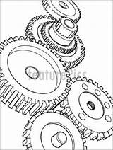 Gear Gears Drawing Cogs Tattoo Sketch Line Steampunk Mechanical Coloring Wheels Drawings Mechanism Nicknacks Other Stencil Stock Illustration Tattoos Dreamstime sketch template