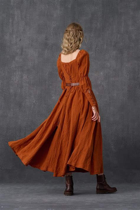 Phoenix 24 Regency Lace Up Linen Dress Linennaive