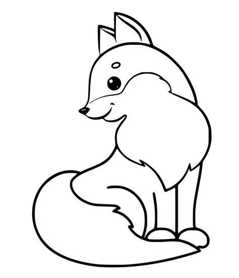 cute cartoon fox coloring page  printable coloring pages  kids