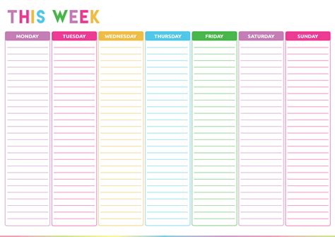 printable weekly   list