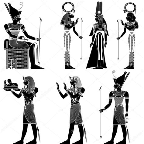 Set Of Egyptian Ancient Symbol Isolated Figure Of Ancient