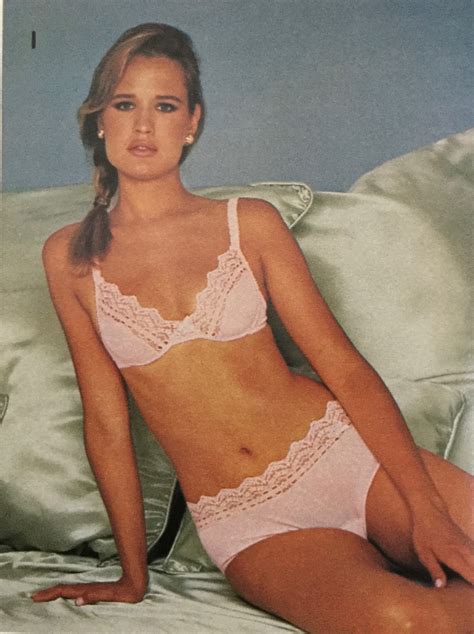 this gorgeous girl from a 1980s spiegel catalog wears a peach colored olga bra and coordinator