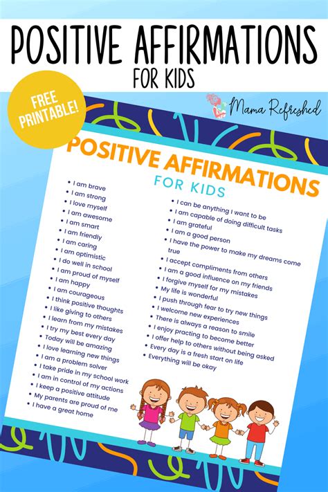 daily affirmations  kids  printable mama refreshed