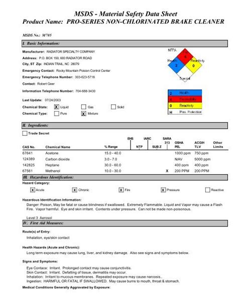 msds material safety data sheet product name