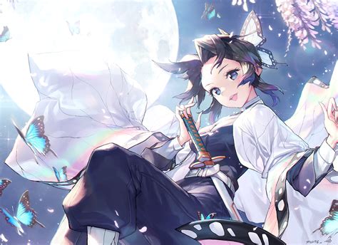 black hair blue eyes blush butterfly japanese clothes