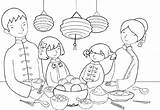 Dinner Coloring Colouring Chinese Pages Year Anycoloring Kids Family sketch template