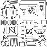 Sewing Machine Tools Hand Embroidery Pattern Patterns Drawing Designs Applique Collage Coloring Template Pages Printable Sew Paper Arranged Iconic Neatly sketch template