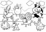 Farma Granja Kolorowanki Myloview Weltraum Malvorlage Karikatur Fotomural Baran świnka Koza Drukowania Planetadziecka Ausblenden sketch template