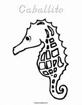 Coloring Seahorse Caballito Built California Usa Cursive Twistynoodle Noodle sketch template