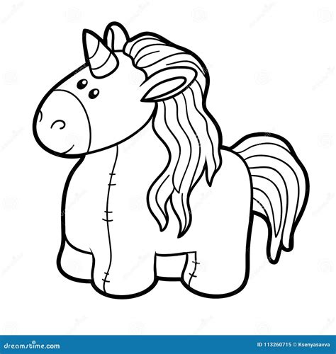 coloring book stuffed toy unicorn stock vector illustration