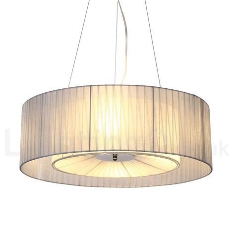 Drum 4 Light Pendant Modern Light With Fabric Shade For Living Room