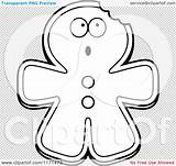 Gingerbread Surprised Man Clipart Mascot Outlined Coloring Cartoon Vector Cory Thoman sketch template