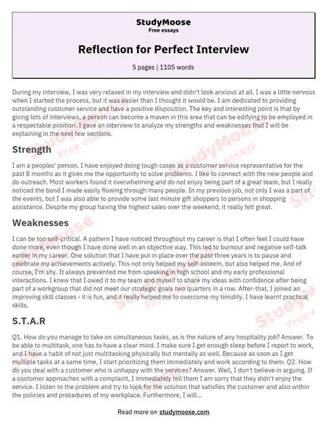 reflection  perfect interview  essay