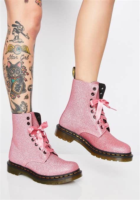 dr martens  pascal pink glitter boots docmartensstyle glitter boots  martens dr