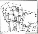 Coloring Pages Bungalow Houses Beautiful House Printable Big Color Buildings Colouring Building Main Popular sketch template