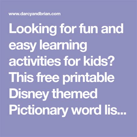 printable disney themed pictionary game  kids easy learning